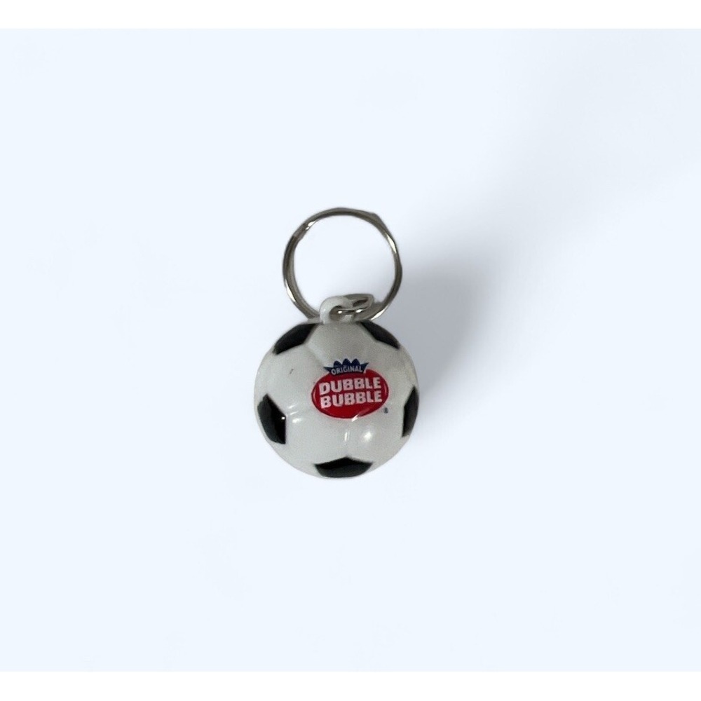 Dubble Bubble Logo Bubble Gum Plastic Soccer Ball Keychain Backpack Charm Vtg
